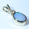 Natural Australian Boulder Opal and Diamond Gold Pendant (8mm x 6mm) Code - AA123