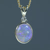 Natural Australian Crystal Opal Gold and Diamond Pendant