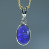 Natural Australian Black Opal Gold and Diamond Pendant