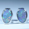 Natural Australian Lighting Ridge Silver Opal Stud Earrings