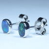 Australian Black Opal Silver Earrings (5mm x 4mm) Code - SS604