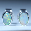 Natural Australian Lightning Ridge Silver Opal Stud Earrings