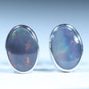 Australian Black Opal Silver Earrings (8mm x 6mm) Code - SS599