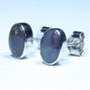 Australian Black Opal Silver Earrings (8mm x 6mm) Code - SS599