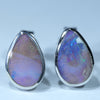 Natural Australian Boulder Opal Silver Stud Earrings