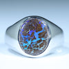 Natural Australian Boulder Opal Matrix Silver Ring