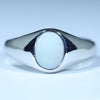 Natural Australian White Opal Silver Men's Ring