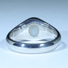 Coober Pedy Solid White Opal Mens Silver Ring - Size 10.75 Code - MM02
