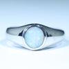 Natural Australian Lightning Ridge Crystal Opal Silver Men's Ring
