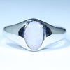 Natural Australian Coober Pedy Crystal Opal Silver Men's Ring