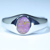 Natural Australian Boulder Opal Silver Men's Ring