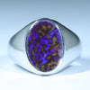 Natural Australian Boulder Opal Matrix Silver Men's Ring
