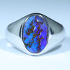 Natural Australian Boulder Opal Silver Men's ring
