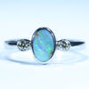 Natural Australian Boulder Opal Silver and Diamond Ring