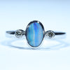 Natural Australian Boulder Opal Silver and Diamond Ring