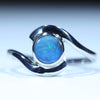 Natural Australian Boulder Opal Silver Ring