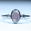 Natural Australian Lightning Ridge Opal Silver and Diamond Ring