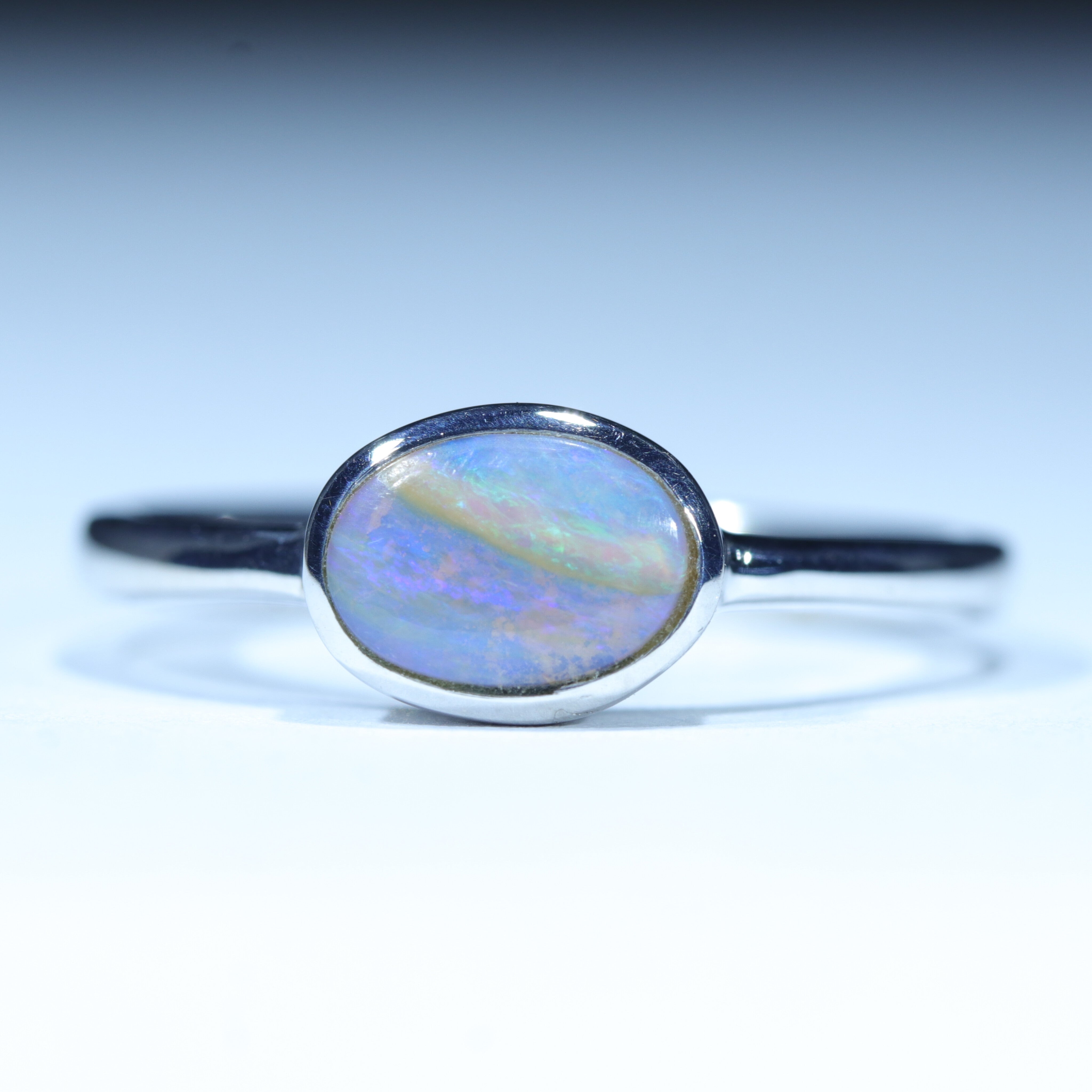 Natural  Australian Boulder Opal Silver Ring - Size 6.5 Code CC182