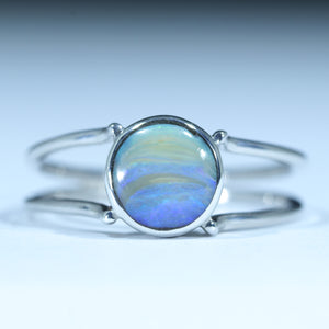 Natural Australian Boulder Opal Silver Ring