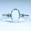 Natural Australian White Opal Silver and Diamond Ring