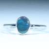 Natural Australian Black Opal Silver Ring