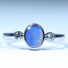 Australian Solid Boulder Opal and Diamond Silver Ring - Size 7.5 Code FF305