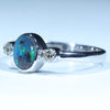 Sterling Silver - Solid Queensland Boulder Opal - Natural Diamonds