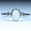 Natural Australian White Opal Silver and Diamond Ring