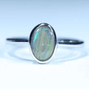 Natural Australian Boulder Opal Silver Ring