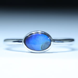 Natural Australian Boulder Opal Silver Ring