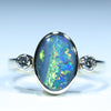 Natural Australian Boulder Opal Gold and Diamond Ring