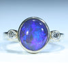 Natural Australian Black Opal Gold and Diamond Ring