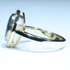 Lightning Ridge Black Opal and Diamond Gold Ring Size 6.5 Code - EM249