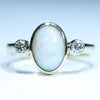 Natural Australian White Opal Gold and Diamond Ring