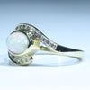 10k Gold - Solid Coober Pedy White Opal - Natural Diamonds