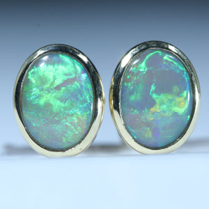 Natural Australian Lighting Ridge Gold Opal Earring Studs