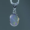 Natural Australian Crystal Opal Silver and Diamond Pendant
