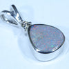 Australian Solid Opal and Diamond Silver Pendant with Silver Chain (8mm x 7.5mm) Code - FF230