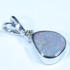 Australian Solid Opal and Diamond Silver Pendant with Silver Chain (8mm x 7.5mm) Code - FF230