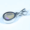 Australian Solid Crystal Opal and Diamond Silver Pendant with Silver Chain (8mm x 6mm) Code - FF299