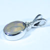 Australian Solid Crystal Opal and Diamond Silver Pendant with Silver Chain (8mm x 6mm) Code - FF299