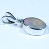 Australian Solid Crystal Opal and Diamond Silver Pendant with Silver Chain (8mm x 6mm) Code - FF299