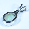 Australian Solid Crystal Opal and Diamond Silver Pendant with Silver Chain (8.5mm x 6.5mm) Code - FF241  lol