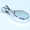 Australian Solid Crystal Opal and Diamond Silver Pendant with Silver Chain (8.5mm x 6.5mm) Code - FF241  lol