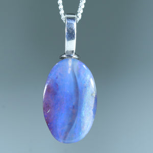Natural Australian Boulder Opal Silver Pendant