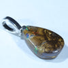 Australian Boulder Opal Matrix Silver Pendant with Silver Chain (14mm x 9mm) Code - FF410
