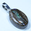 Australian Boulder Opal Matrix Silver Pendant with Silver Chain (14mm x 9mm) Code - FF379