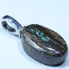 Australian Boulder Opal Matrix Silver Pendant with Silver Chain (14mm x 9mm) Code - FF379