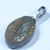 Australian Boulder Opal Matrix Silver Pendant with Silver Chain (14mm x 9mm) Code - FF379
