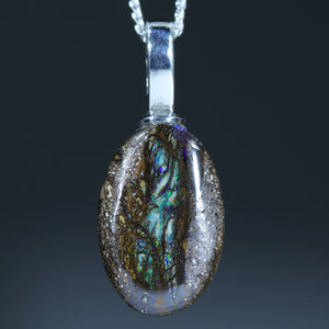 Natural Australian Opal Matrix Silver Pendant